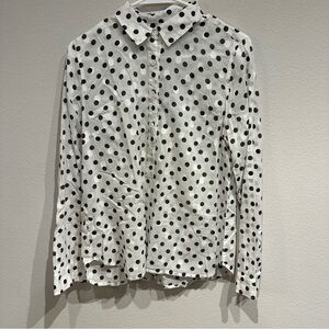 J Crew Polka Dot Jacquard Popover Button-Up Shirt Size Medium‎